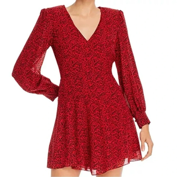 Alice + Olivia Polly Leopard Print Fit And Flare Mini Dress - Picture 1 of 8